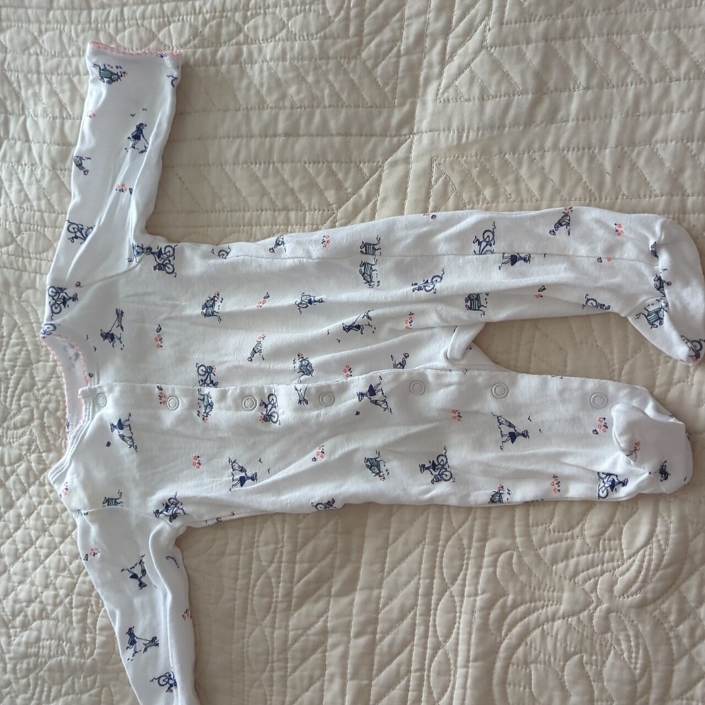 Baby girl footie pajama.